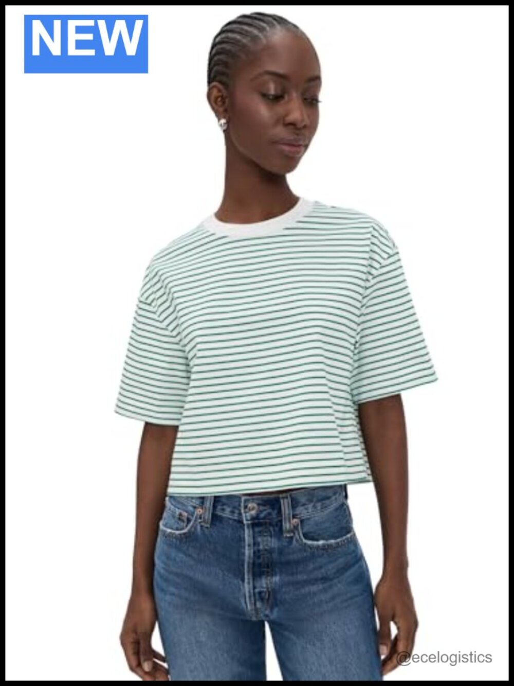 Pistola Mae Cropped Tee Lightweight Cotton Crew Neck Short Sleeve